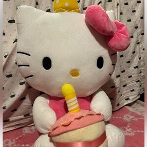 Hello Kitty Plush with Pink Bow and Cupcake